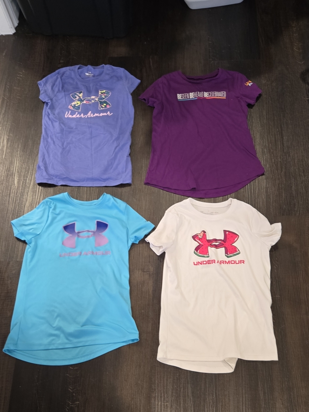 Under Armour Kids Short Sleeve Logo Tees - Purple, Lavender, Blue, White